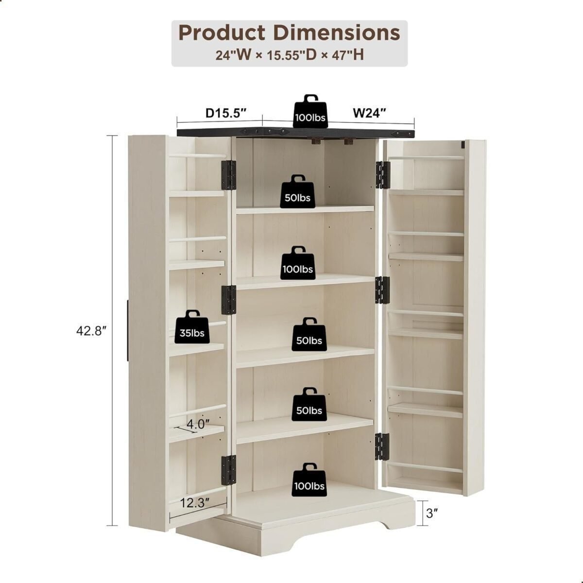 Premium Rustic Wood Pantry Cabinet – Bespoke Farmhouse Storage Solution with Adjustable Shelves & Magnetic Doors