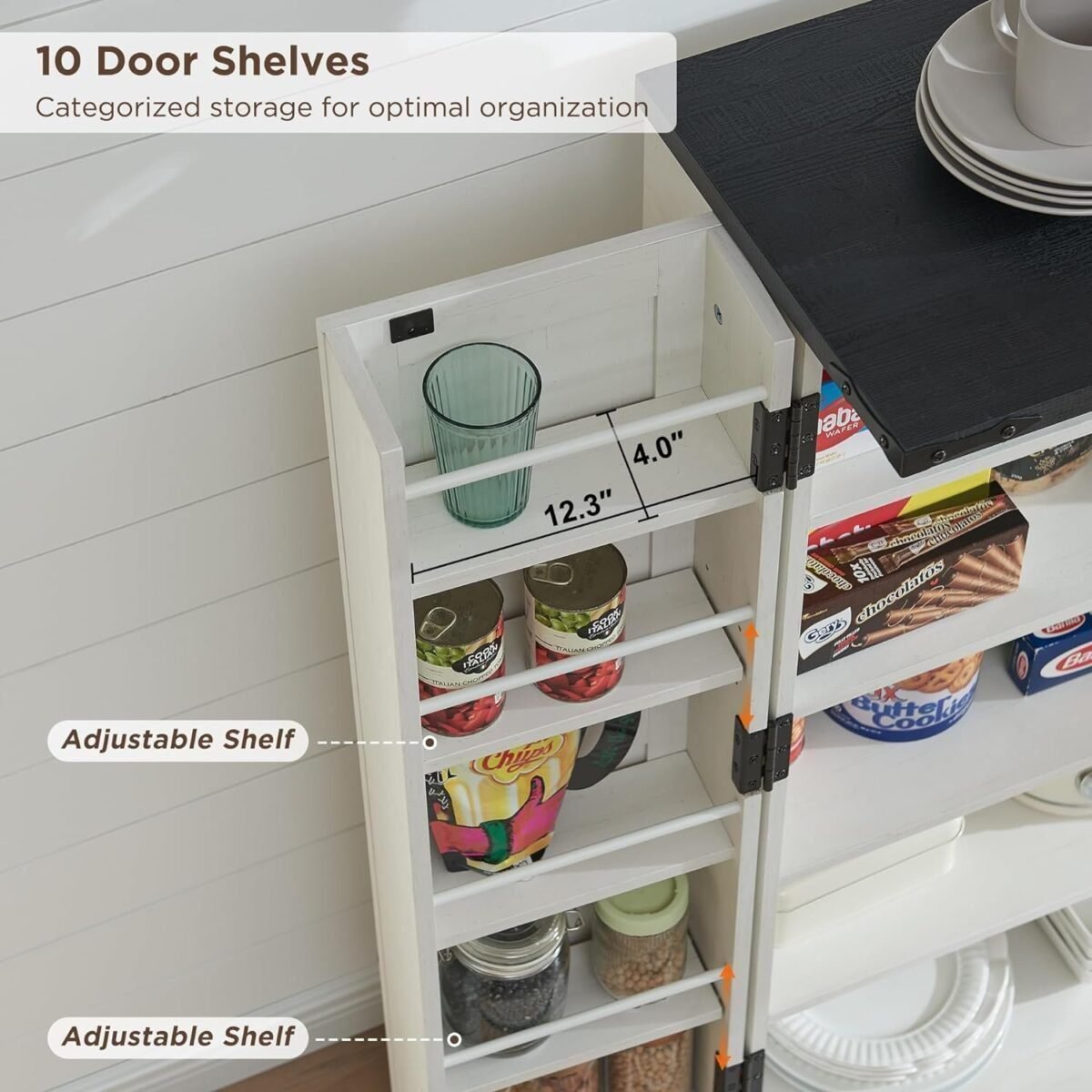 Premium Rustic Wood Pantry Cabinet – Bespoke Farmhouse Storage Solution with Adjustable Shelves & Magnetic Doors