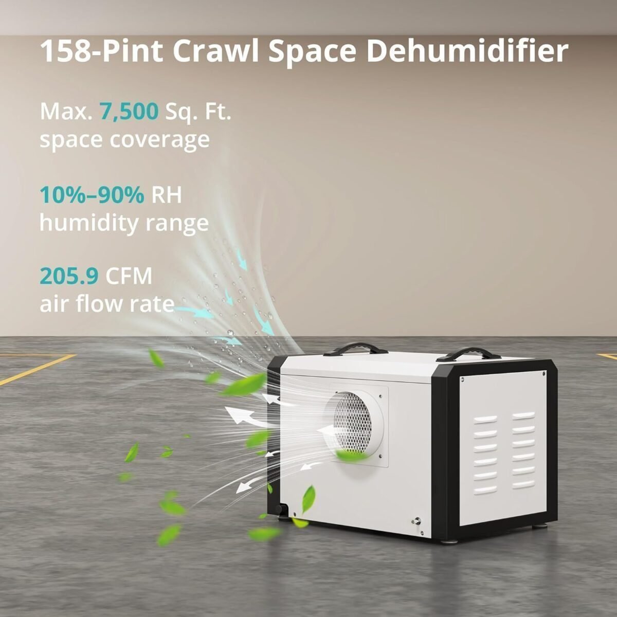High-Capacity Moisture Eliminator for Basements – Kesnos 158-Pint Commercial Dehumidifier with Pump & 16.4ft Hose for 7500 Sq.Ft