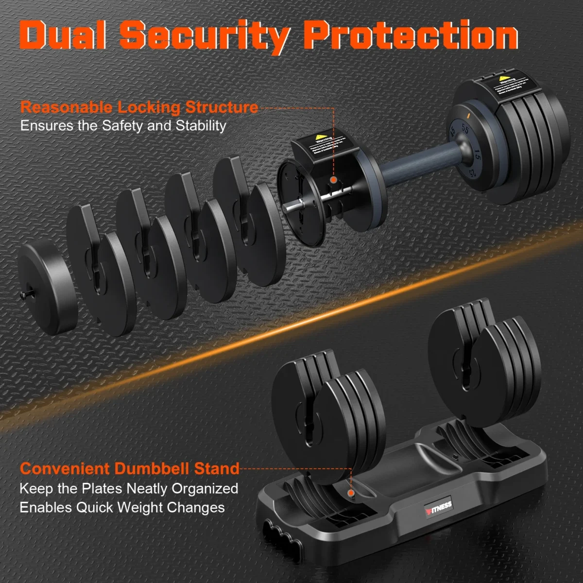 GIKPAL 110(55lb*2) 5 in 1 Adjustable Dumbbell 55LB set of 2 Adjustable Free Weights Plates