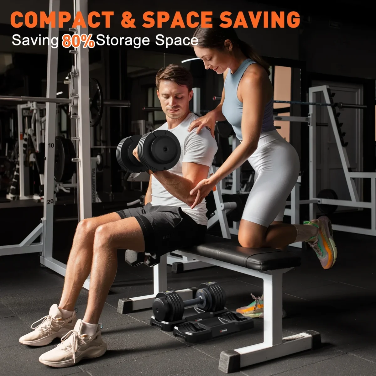 GIKPAL 110(55lb*2) 5 in 1 Adjustable Dumbbell 55LB set of 2 Adjustable Free Weights Plates