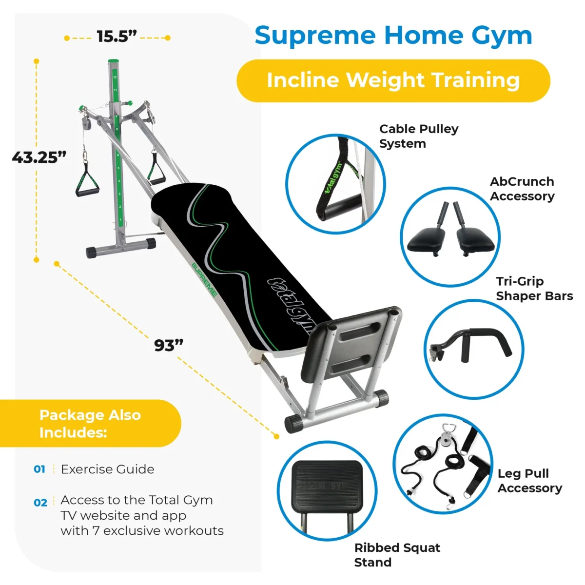 Total Gym APEX Indoor Full Body Training Home Gym Machine w/ Accessories