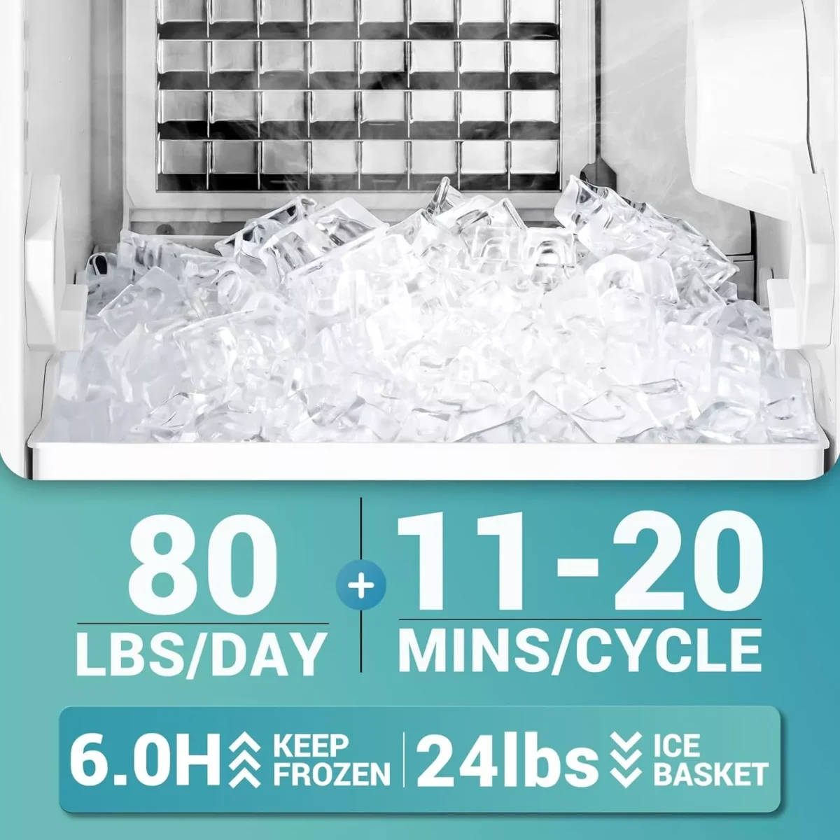 Built-In Commercial Ice Maker with Pump – High-Capacity 80 lbs/day, Auto Clean, LCD Control, Stainless Steel Ice Machine