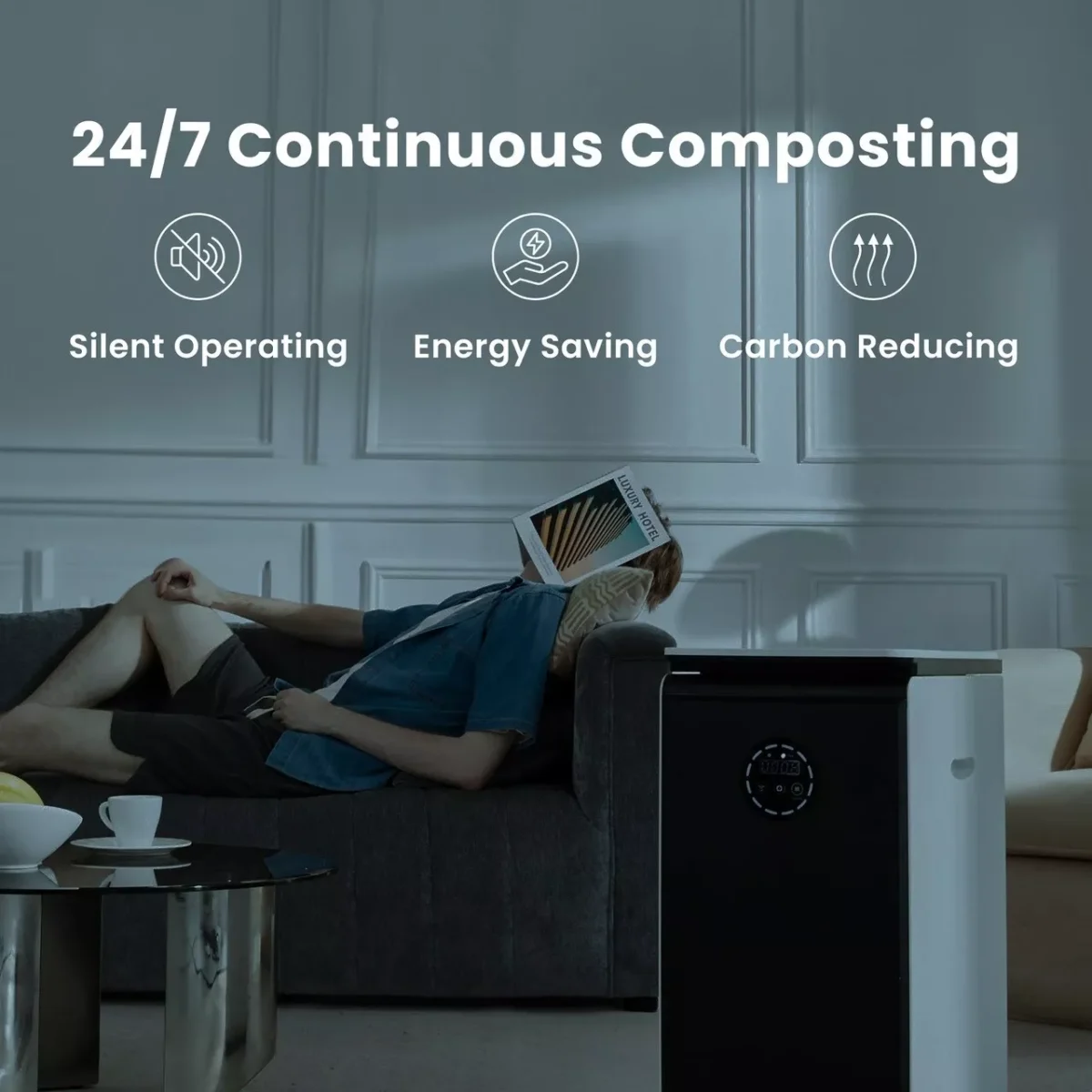 Revolutionary GEME 19L Electric Composter – Real Composting, Silent & Odorless, No Filter Replacement, 95% Waste Reduction