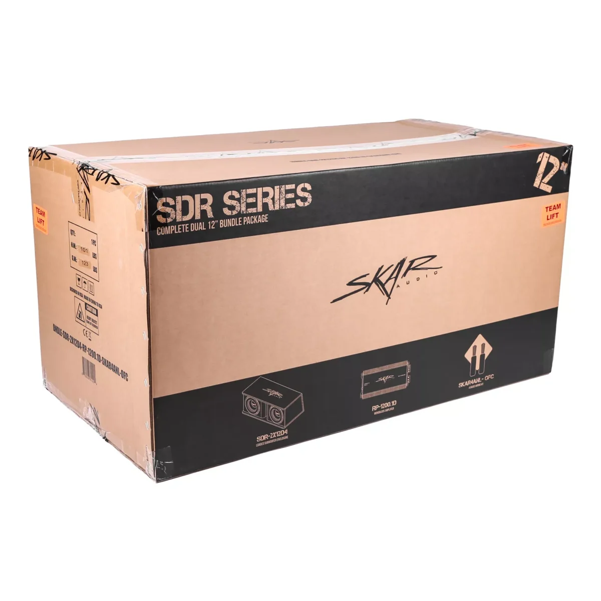 Unleash Thunderous Sound with the High-Impact Car Bass System – Skar Audio Dual 12" 2400W SDR Loaded Sub Box, Amplifier & Wiring Kit