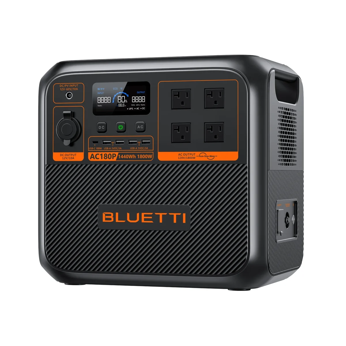 Ultimate Backup Portable Power Station 1800W – Bluetti AC180P, 1440Wh Solar Generator for Off-Grid, RV & Home Use