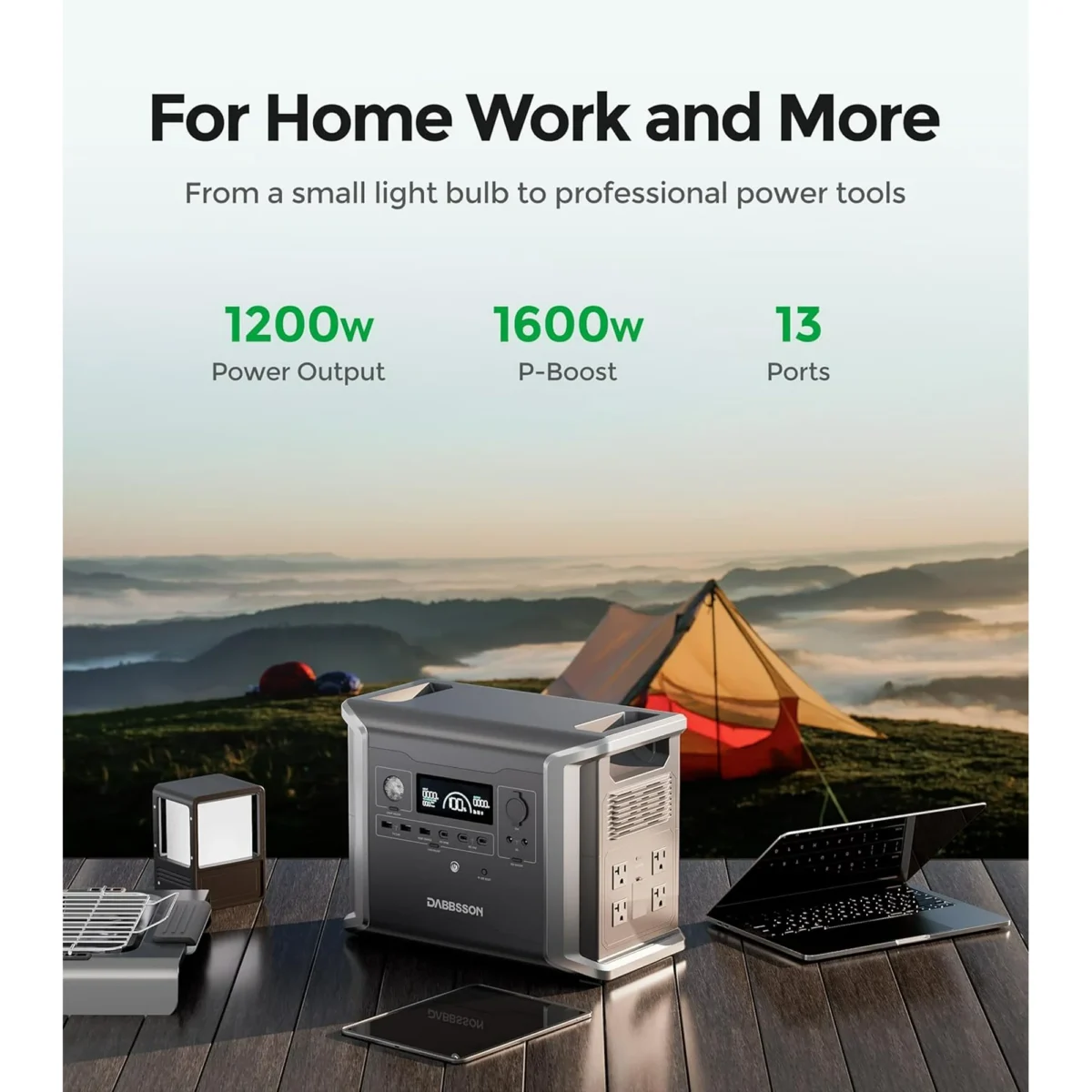 Ultimate Portable Solar Generator for Camping – DABBSSON 3030Wh Power Station with Expandable Battery Backup