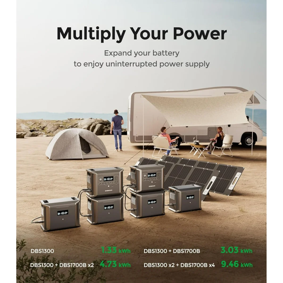 Ultimate Portable Solar Generator for Camping – DABBSSON 3030Wh Power Station with Expandable Battery Backup