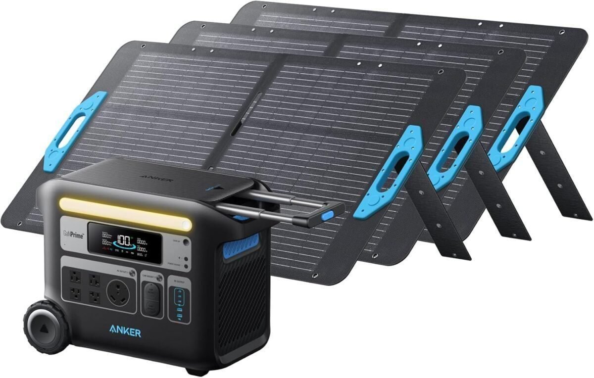 Anker 767 Solar Generator, 2048Wh GaNPrime PowerHouse with 3 100W Solar Panels