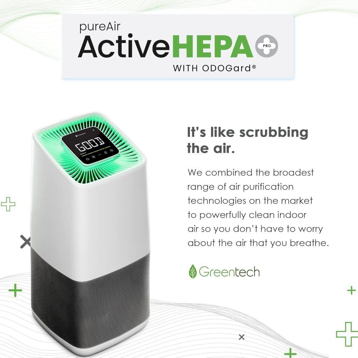 Greentech Environmental pureAir Active HEPA+ Pro with ODOGard - Odor Eliminator and Air Purifiers