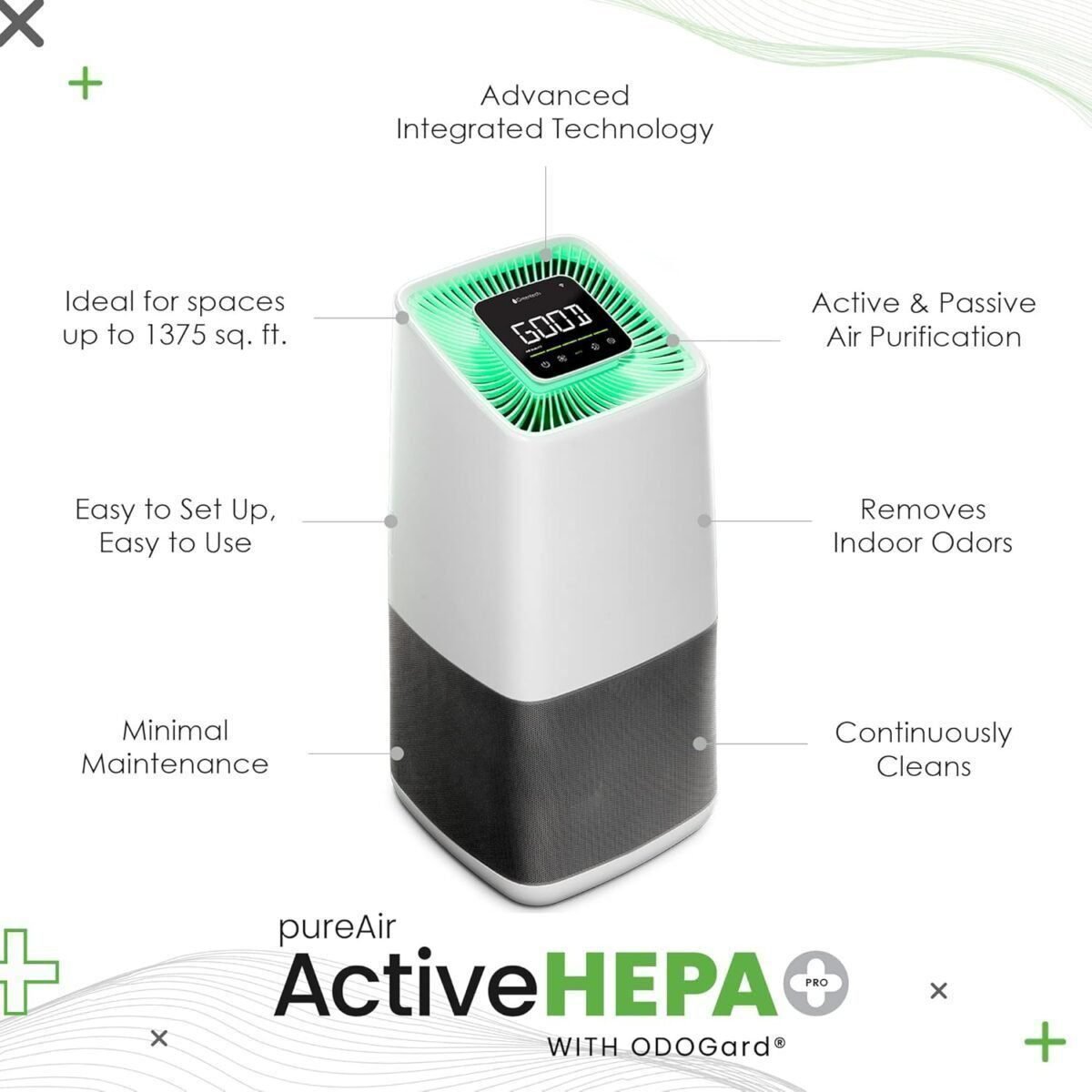 Greentech Environmental pureAir Active HEPA+ Pro with ODOGard - Odor Eliminator and Air Purifiers