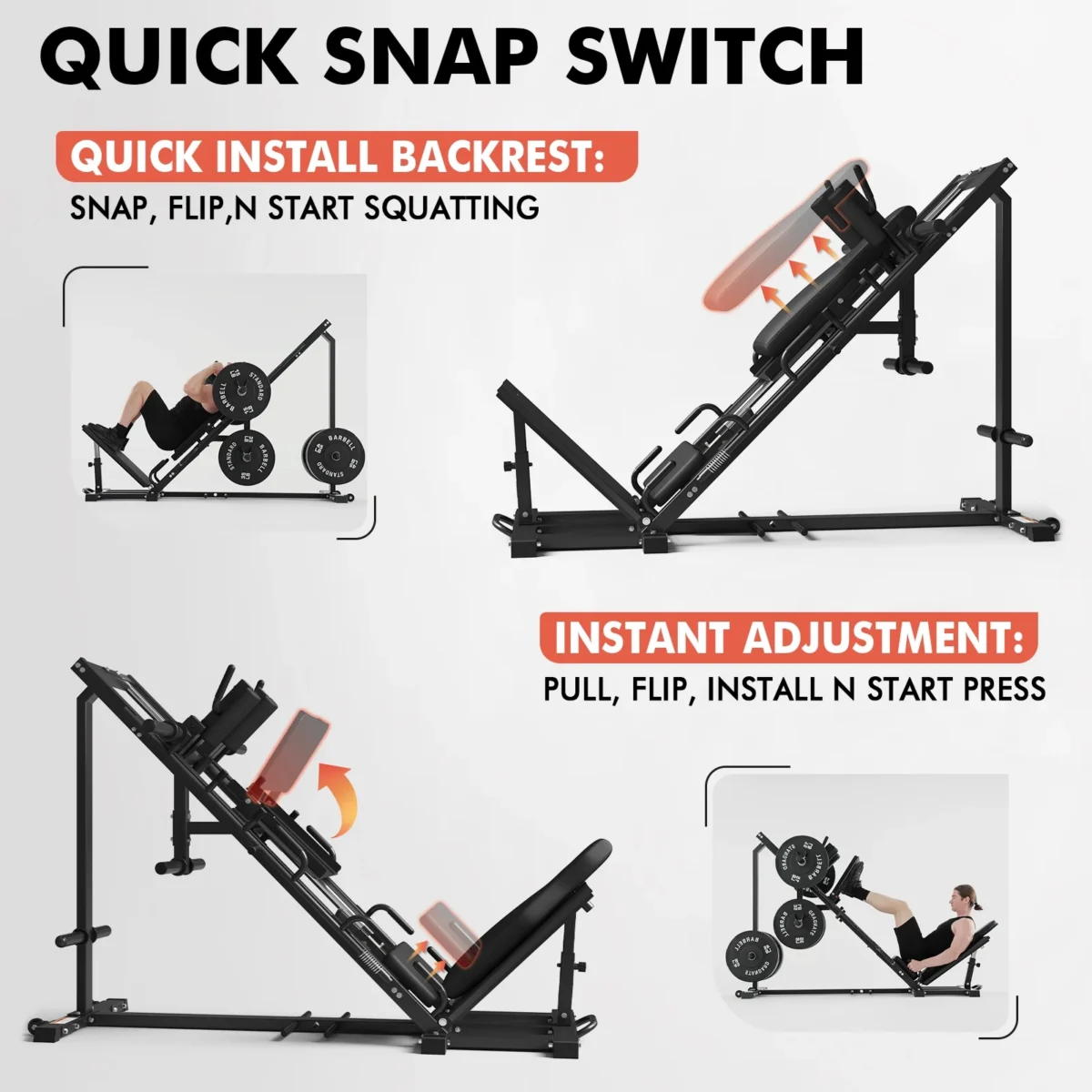syedee Leg Press Hack Squat Machine, Leg Exercise Machine with Linear Bearing