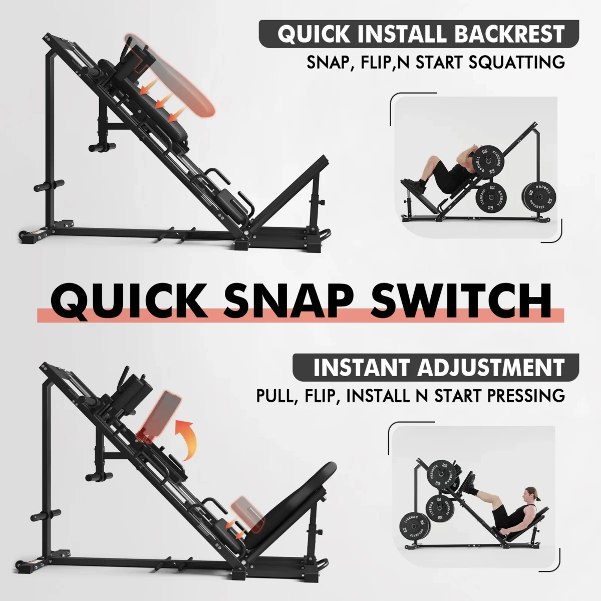syedee Leg Press Hack Squat Machine, Leg Exercise Machine with Linear Bearing