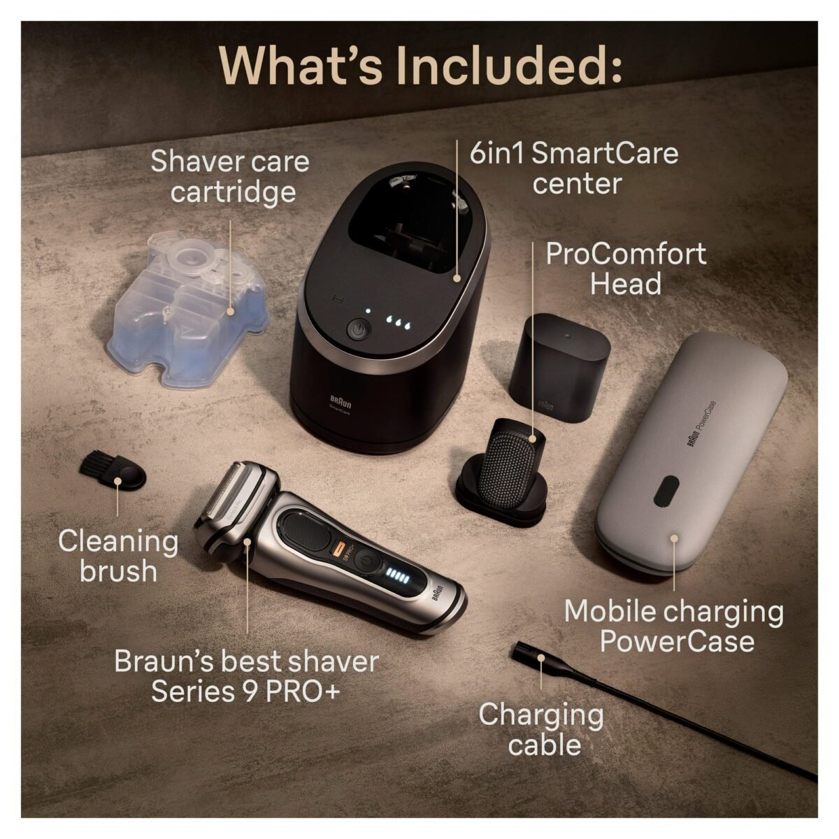 Braun Series 9 PRO+ Electric Razor for Men, ProComfort Head, Powercase