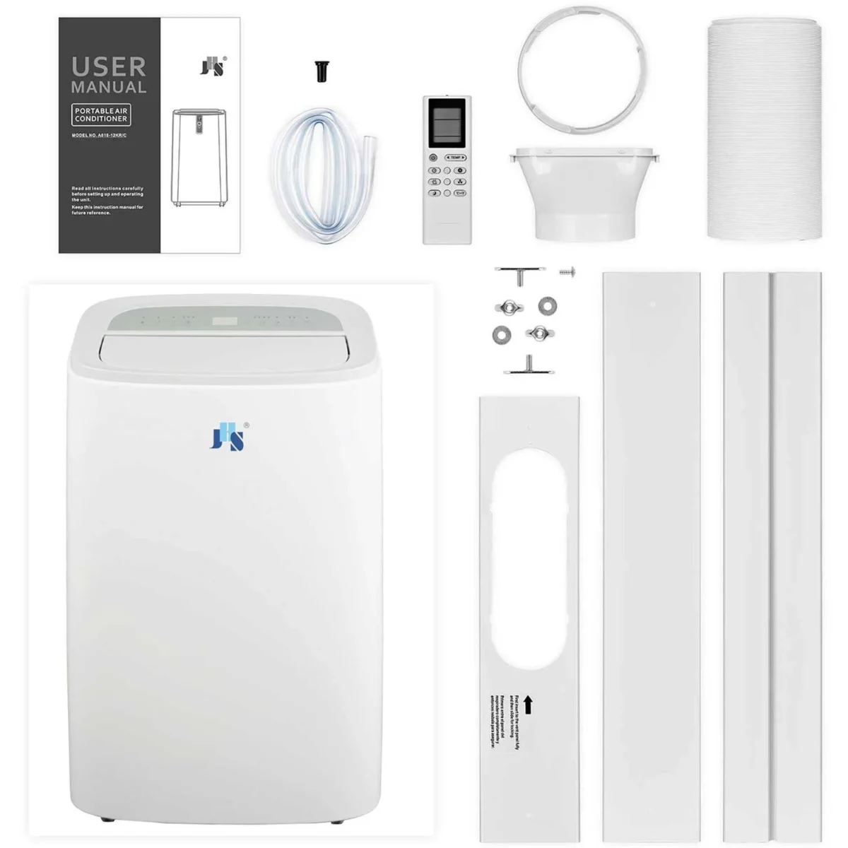 JHS 10,800 BTU (15,000 BTU ASHRAE) 115V Portable Air Conditioner with Remote, Rooms up to 550 sq ft