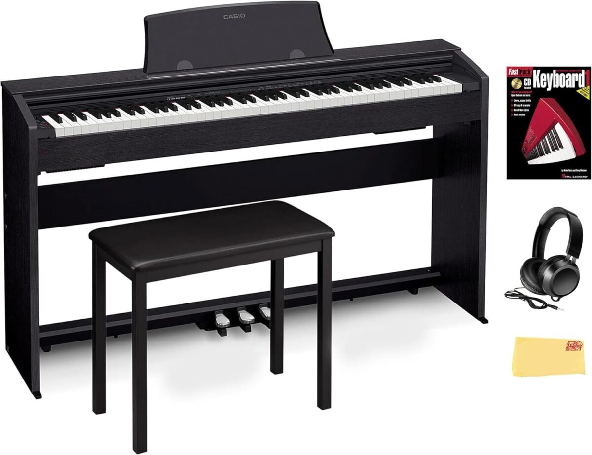 Casio Privia PX-770 Digital Piano - Black Bundle with Furniture Bench, Headphones