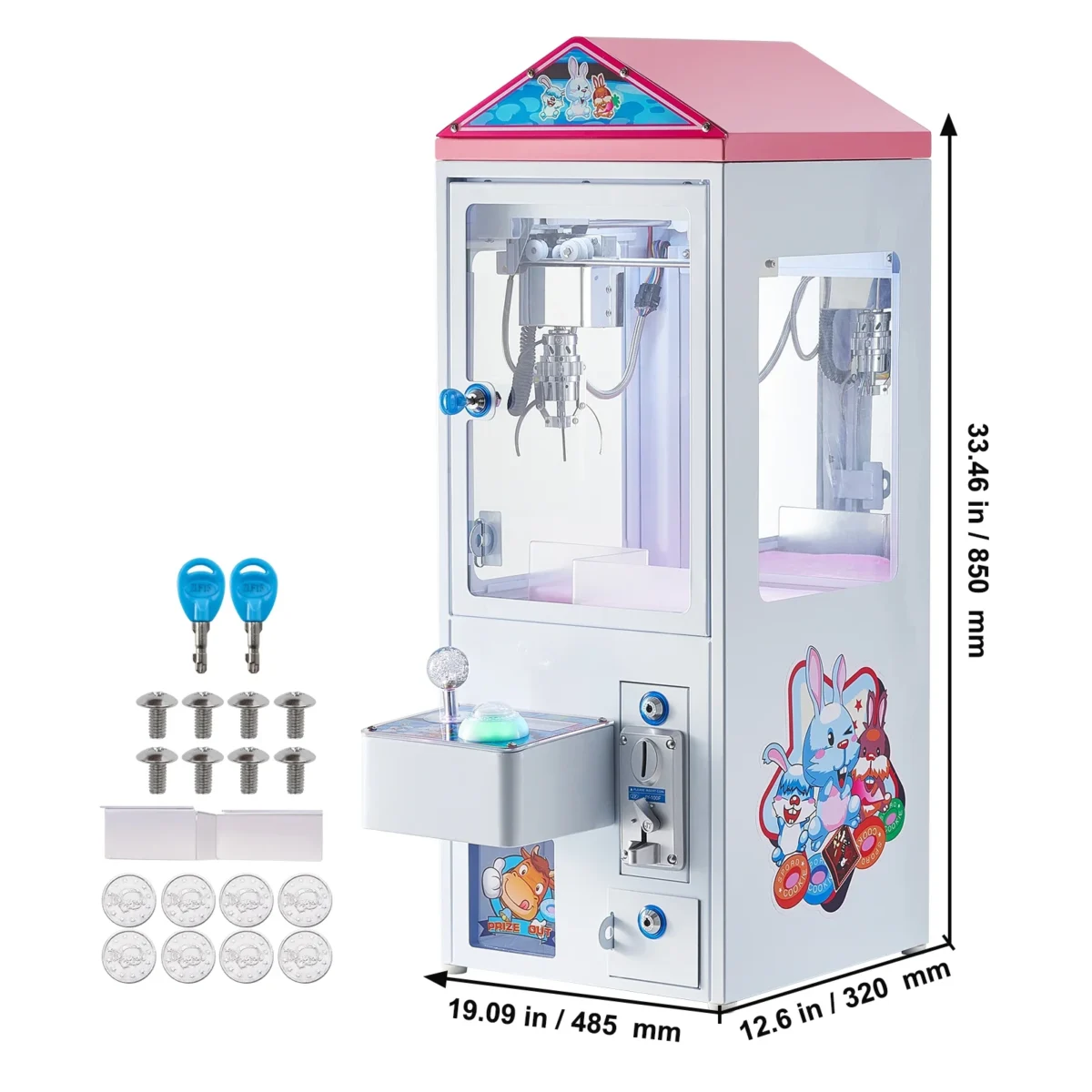 SKYSHALO Mini Claw Crane Machine 110V Metal Case Bar Candy Toy Catcher Shake-proof (3.7)