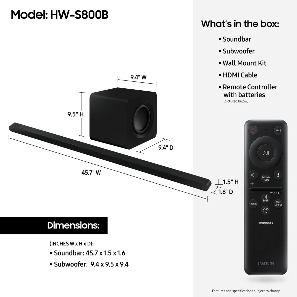 Samsung S-Series Bluetooth 3.1.2-Channel Dolby Wireless ATMOS 45.7-In. Sound Bar