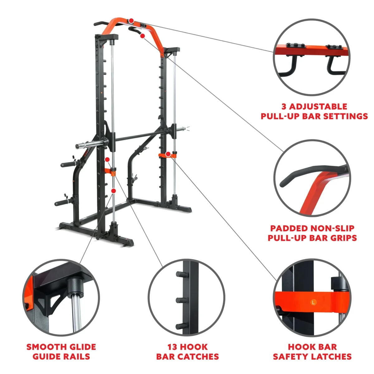 Sunny Health & Fitness Premium Squat Smith Machine - 3 in 1 Multifunction Power Rack
