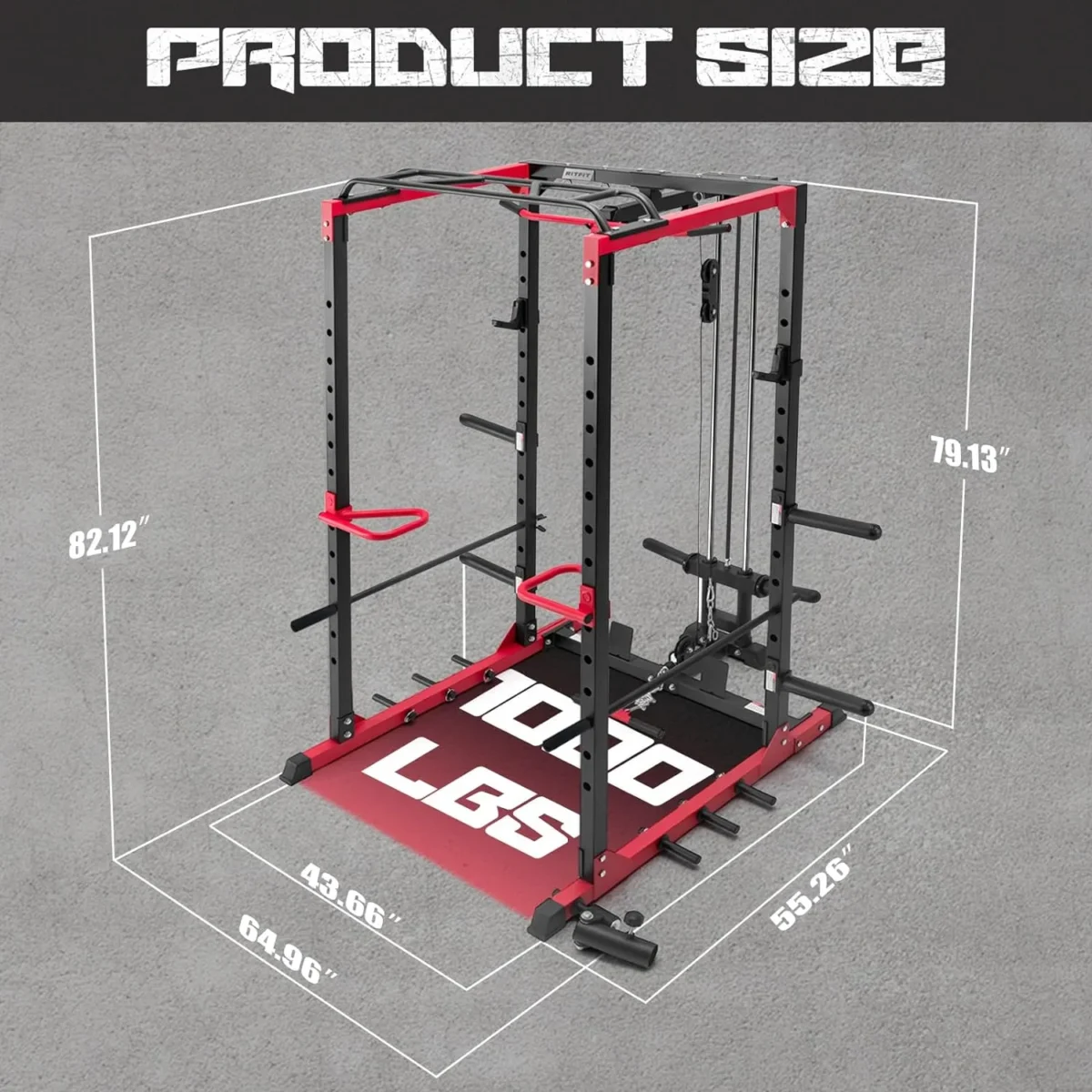 RitFit All-in-One Squat Rack for Home Gym, PPC02C Multi-Function 1000 LBS Capacity Power Cage