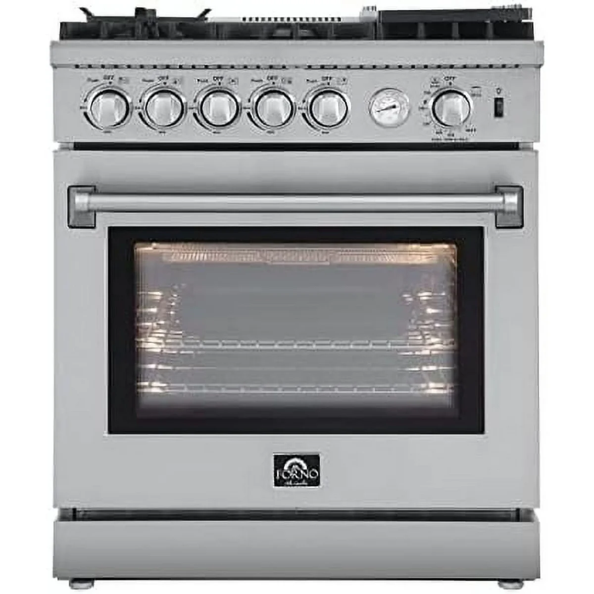 Forno Lazio 30-Inch Freestanding Gas Range, 4 Burners, Convection Oven, Energy Efficient