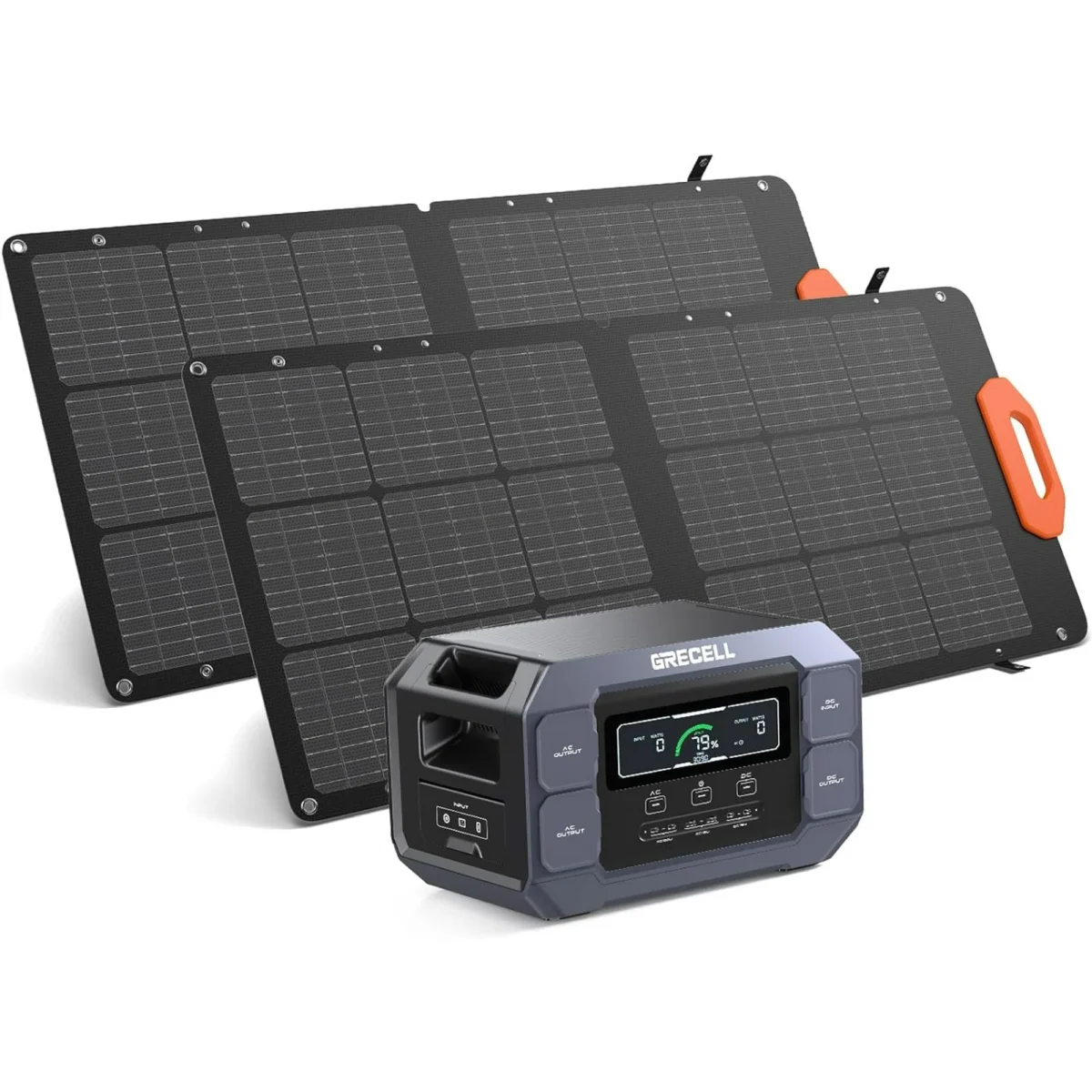 Solar Generator 2200W GRECELL Portable Power Station 1126Wh with Solar Panel 2×100W
