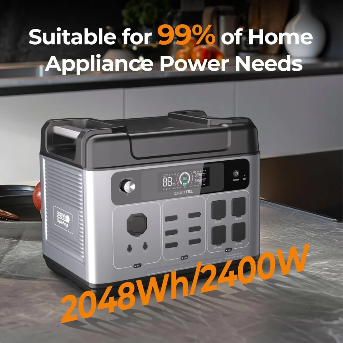 OUKITEL P2001 Plus 2400W Power Station with 200W Solar Panel, 2048Wh Solar Generator