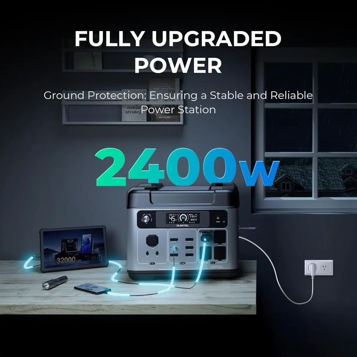OUKITEL P2001 Plus 2400W Power Station with 200W Solar Panel, 2048Wh Solar Generator