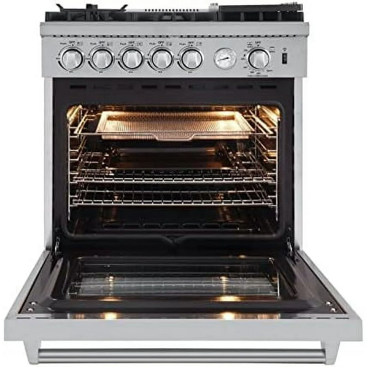 Forno Lazio 30-Inch Freestanding Gas Range, 4 Burners, Convection Oven, Energy Efficient