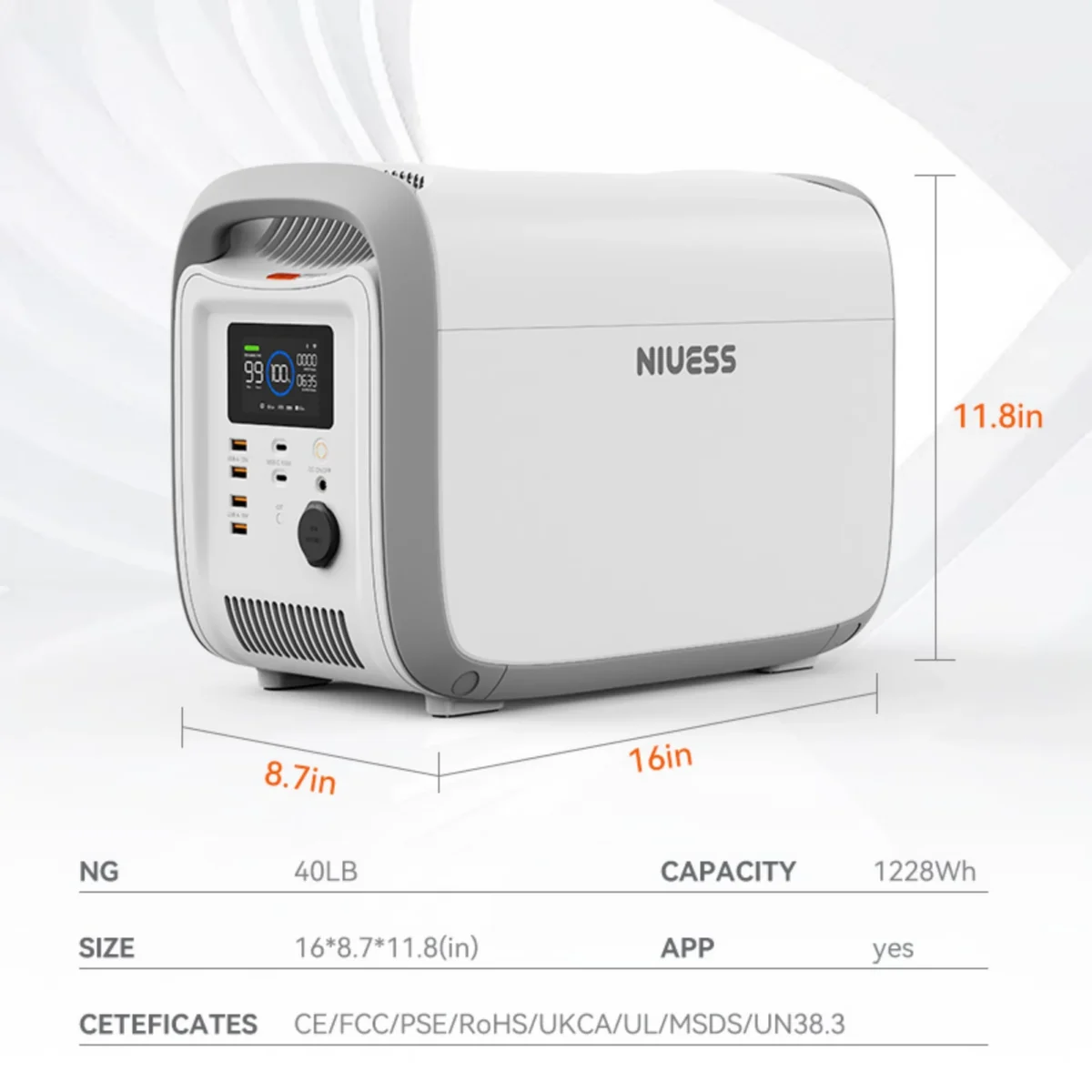 NE-1200 1228WH Portable Power Station with 400W Solar Panel 384000mah Lifepo4 battery w/ 4 1200W