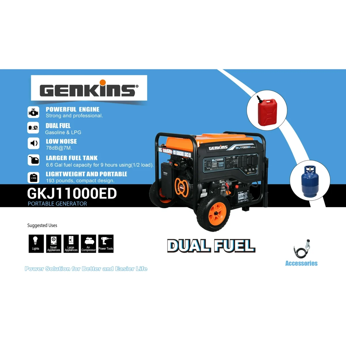 11000 Watt Dual Fuel Portable Generator Home Back Up, Emergercy