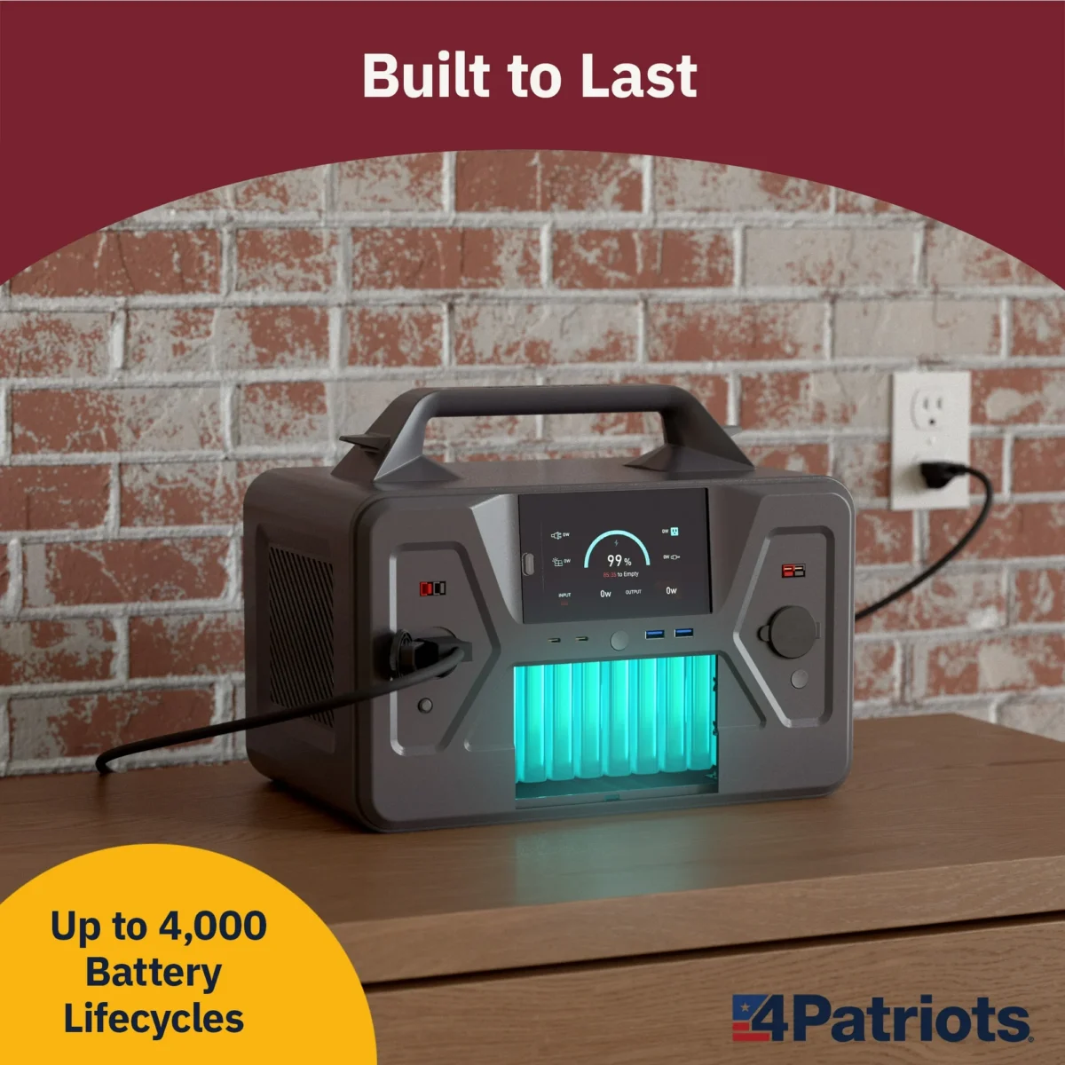 4Patriots Patriot Power Generator 1200 Silent, Fume-Free Solar Generator